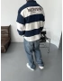 Lacivert Polo Yaka Oversize Sweatshirt
