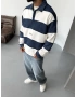 Lacivert Polo Yaka Oversize Sweatshirt