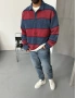 Bordo Polo Yaka Oversize Sweatshirt
