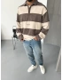 Kahve Polo Yaka Oversize Sweatshirt