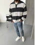 Siyah Polo Yaka Oversize Sweatshirt
