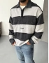 Siyah Polo Yaka Oversize Sweatshirt