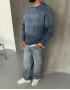 Lacivert Yıkamalı Bisiklet Yaka Sweatshirt