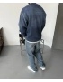 Lacivert Yıkamalı Bisiklet Yaka Sweatshirt