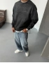 Antrasit Yıkamalı Bisiklet Yaka Sweatshirt