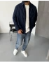 Lacivert Desenli Denim Premium Gömlek