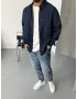 Lacivert Desenli Denim Premium Gömlek