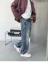 Mavi Eskitme Detaylı Denim Baggy