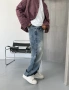 Mavi Eskitme Detaylı Denim Baggy