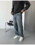 Eskitme Mavi Bol Kalıp Denim Baggy
