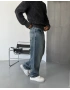 Eskitme Mavi Bol Kalıp Denim Baggy