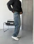 Eskitme Mavi Bol Kalıp Denim Baggy