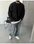 Siyah Yıkamalı Gofre Kumaş Sweatshirt