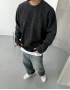 Siyah Yıkamalı Gofre Kumaş Sweatshirt