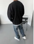 Siyah Yıkamalı Gofre Kumaş Sweatshirt