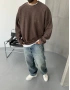 Kahve Yıkamalı Gofre Kumaş Sweatshirt