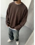 Kahve Yıkamalı Gofre Kumaş Sweatshirt