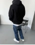 Siyah Yıkamalı Oversize Kapişonlu Sweat