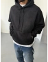Siyah Yıkamalı Oversize Kapişonlu Sweat