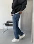 Mavi Parçalı Denim Baggy Jean