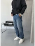 Mavi Parçalı Denim Baggy Jean
