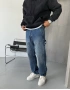 Mavi Parçalı Denim Baggy Jean