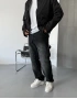 Antrasit Parçalı Denim Baggy Jean