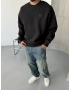 Siyah Premium Bisiklet Yaka Sweatshirt