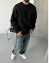 Siyah Premium Bisiklet Yaka Sweatshirt