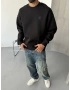 Siyah Premium Bisiklet Yaka Sweatshirt