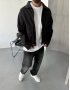 Siyah Gabardin Cep Detay Oversize Ceket