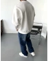 Beyaz Premium Bisiklet Yaka Sweatshirt