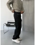 Siyah Cebi İşlemeli Bol Kalıp Baggy Jean