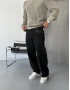 Siyah Cebi İşlemeli Bol Kalıp Baggy Jean