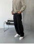 Siyah Cebi İşlemeli Bol Kalıp Baggy Jean