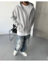 Gri Kapişonlu Oversize Hırka