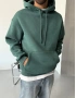 Yeşil Yıkamalı Kapişonlu Oversize Sweatshirt