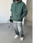 Yeşil Yıkamalı Kapişonlu Oversize Sweatshirt
