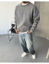 Gri Yıkamalı Bisiklet Yaka Oversize Sweat