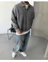 Antrasit Yıkamalı Yarım Fermuar Sweatshirt