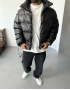 Siyah Premium Deri Oversize Şişme Mont