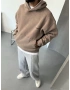 Sütlü Kahve Yıkamalı Oversize Kapişonlu Sweatshirt