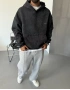 Antrasit Yıkamalı Oversize Kapişonlu Sweatshirt