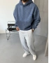 Lacivert Yıkamalı Oversize Kapişonlu Sweatshirt