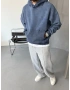 Lacivert Yıkamalı Oversize Kapişonlu Sweatshirt