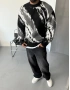 Siyah Desenli Oversize Triko Kazak