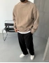 Sütlü Kahve Yıkamalı Bisiklet Yaka Oversize Sweat