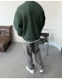 Yeşil Yıkamalı Bisiklet Yaka Oversize Sweat