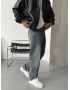 Eskitme Mavi Denim Baggy Jean