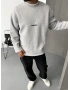 Gri Baskılı Bisiklet Yaka Oversize Sweat